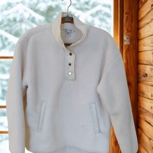 Athleta Cream Fleece-Sherpa Pullover